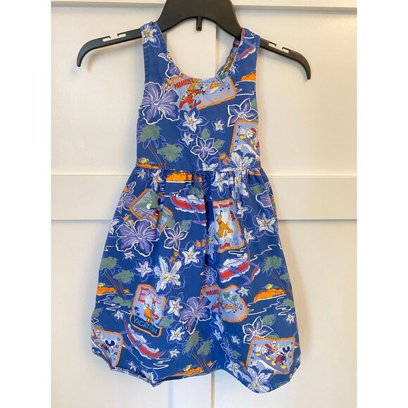 Disney‎ girls small sundress Tiki Holiday Mickey Donald Daisy Pluto Goofy Minnie - Picture 2 of 4